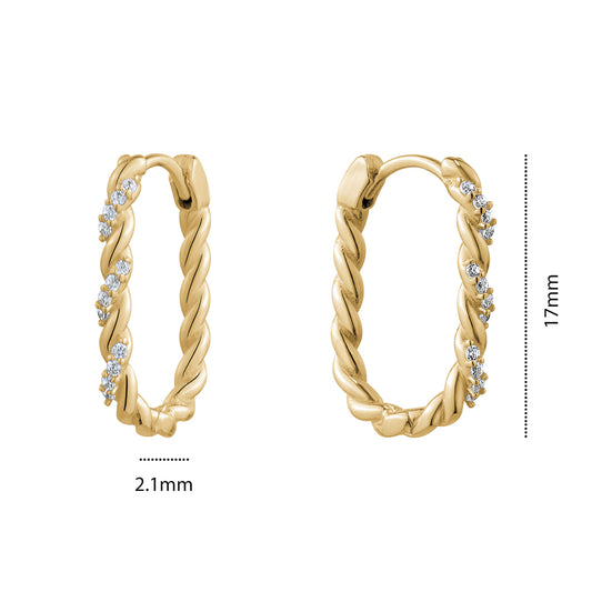 NEW!! 10KY TWIST CZ RECTANGLE HUGGIES