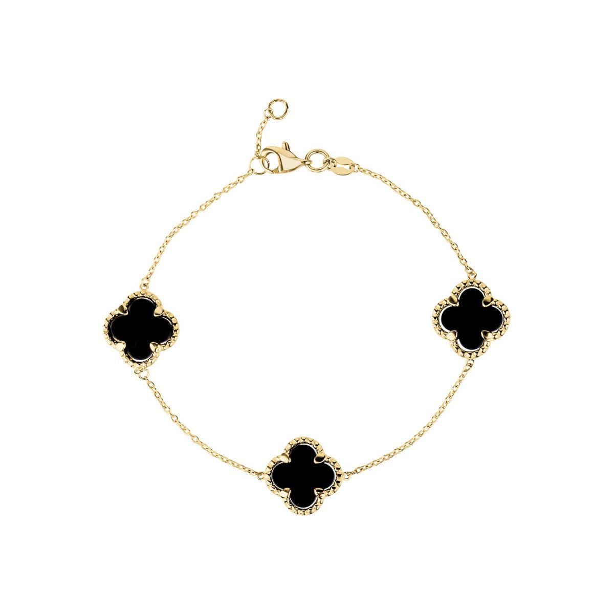 10KY CLOVER BRACELET BLACK ONYX
