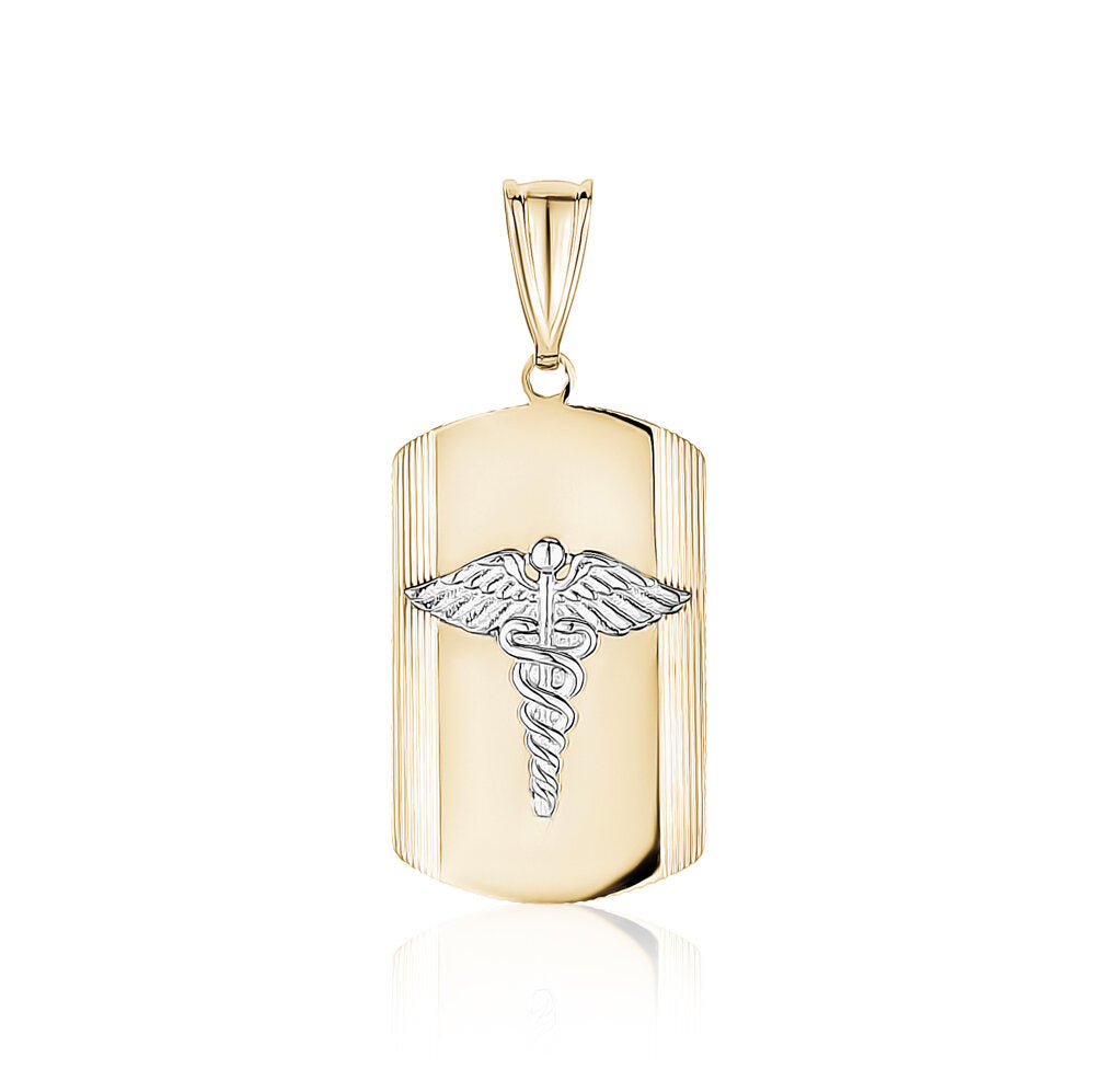 10k Yellow Gold Medic Pendants & Charms with White Symbol