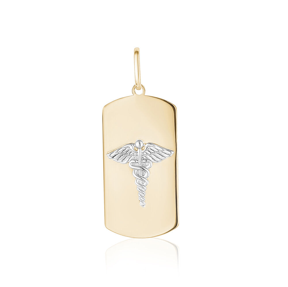 10k Yellow Gold Medic Pendants & Charms with White Symbol