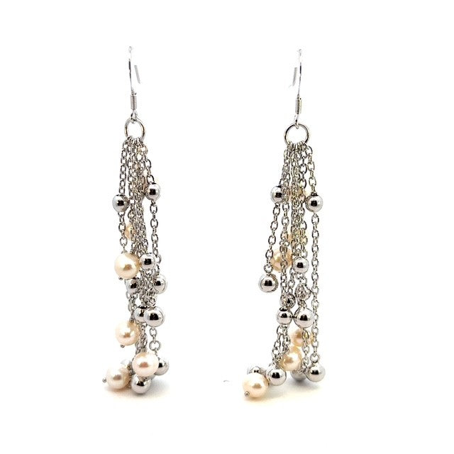 SILVER FRESH WATER PEARL EARRINGS ZS-1842