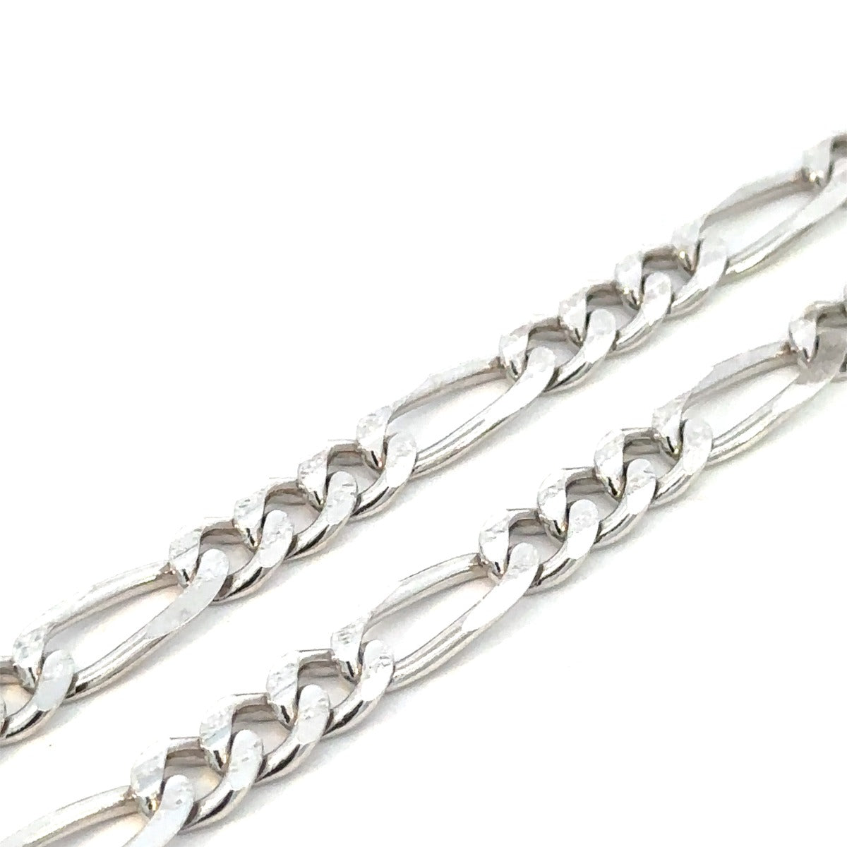 SILVER LAZAR CUT FIGARO CHAIN 7.6MM