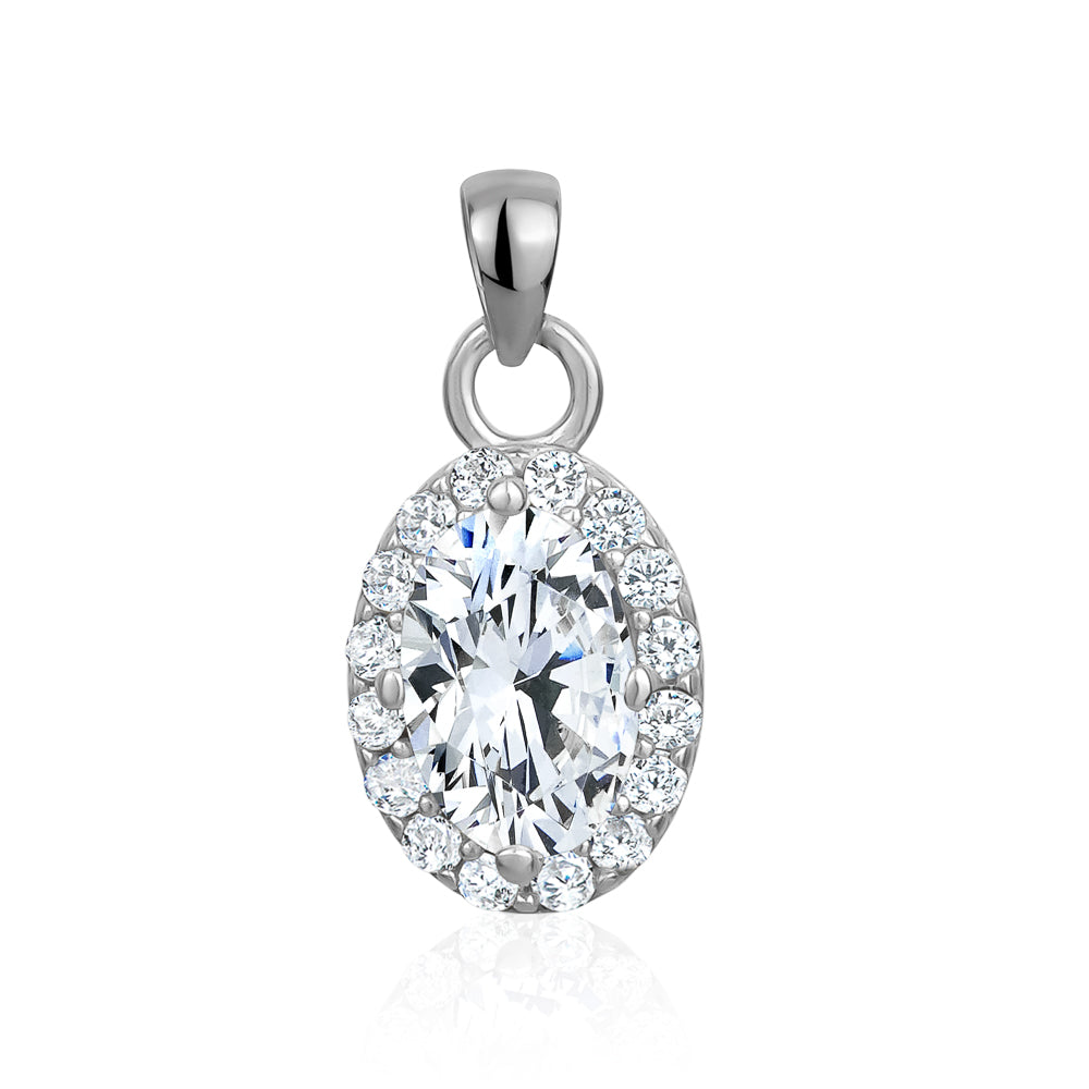 STERLING SILVER OVAL CZ HALO CHARM ZS-4744