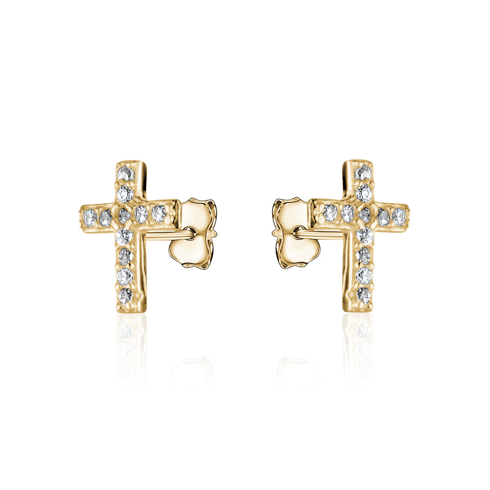 10KY TINY CZ CROSS STUDS
