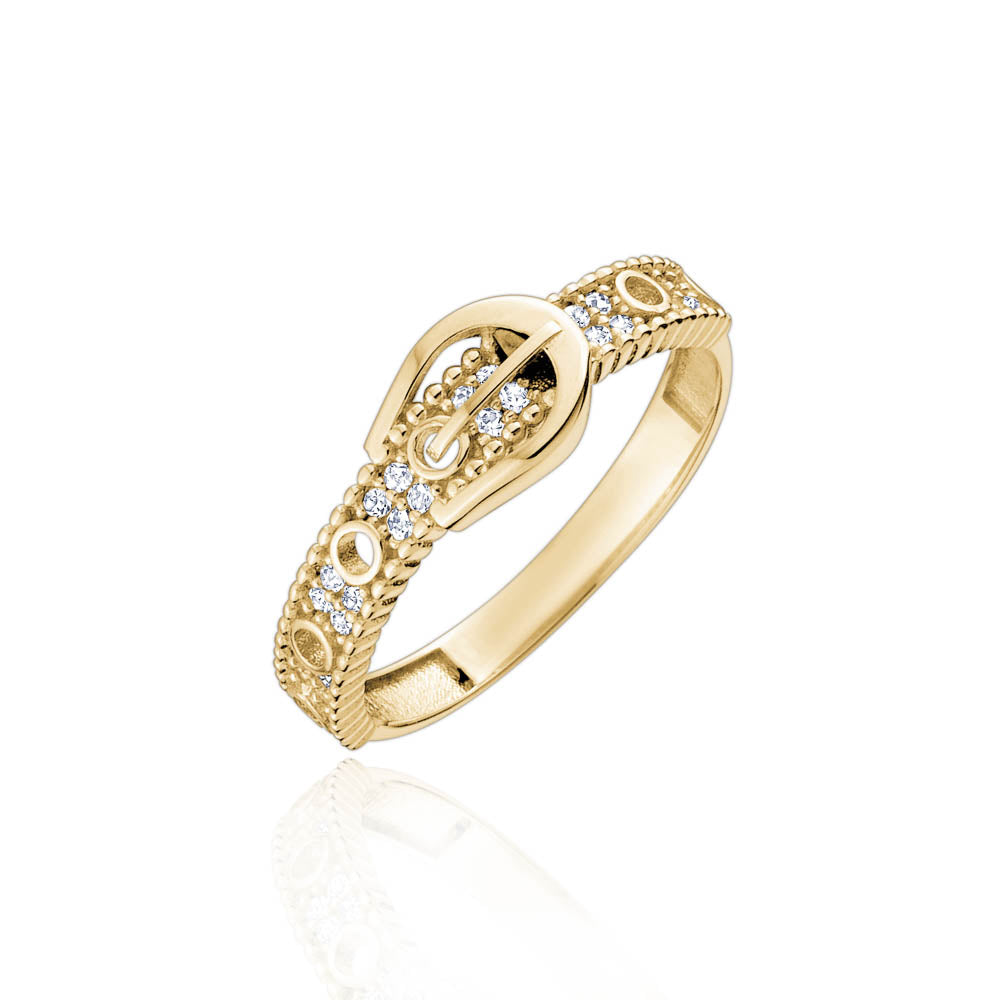 10KY CZ BUCKLE RING ZVR-034