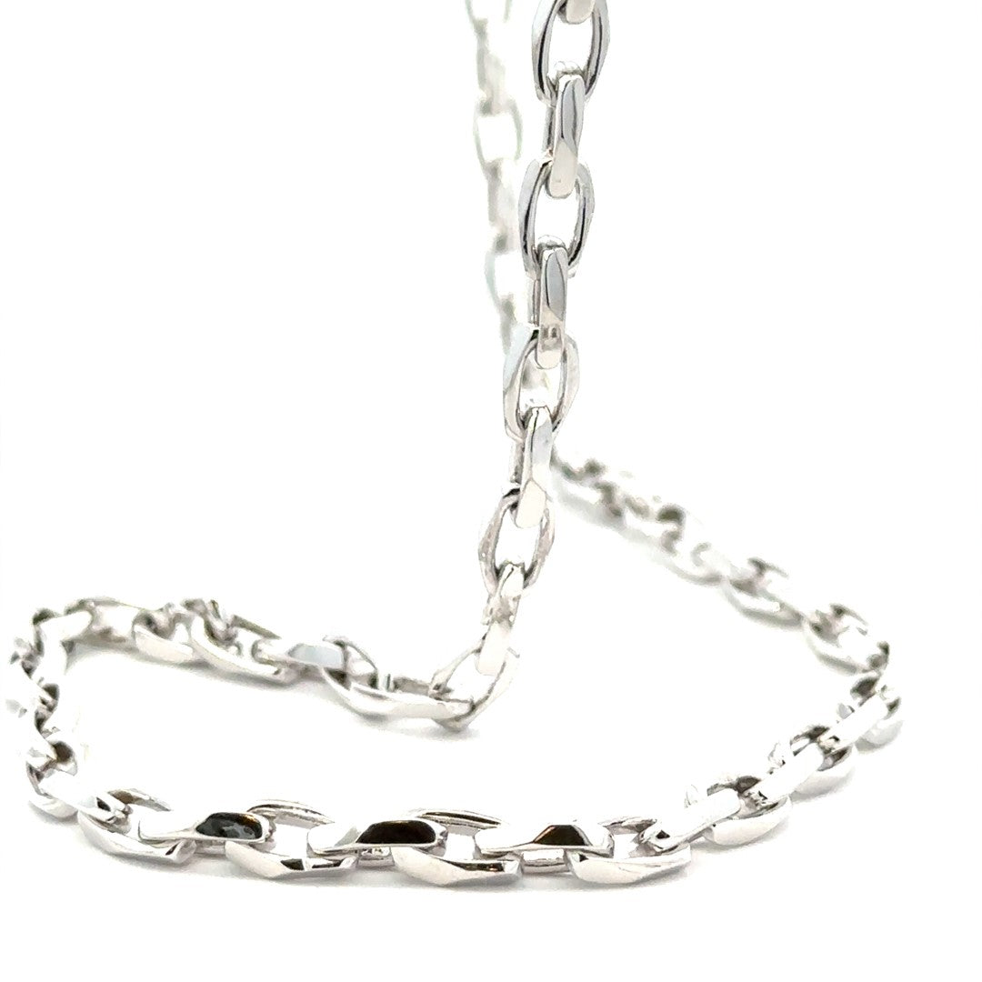 WHITE GOLD SOLID HAND MADE CABLE CHAIN
