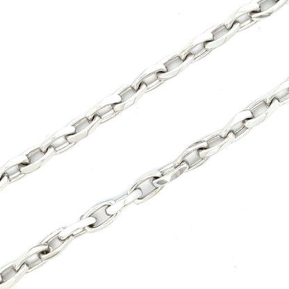 WHITE GOLD SOLID HAND MADE CABLE CHAIN