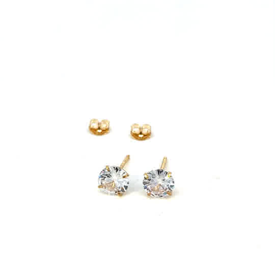 14KY SUPER LIGHT CZ STUDS ROUND