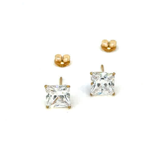 14KY SUPER LIGHT CZ STUDS SQUARE
