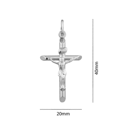 STERLING SILVER RHODIUM CRUSIFIX 2434CRU RH