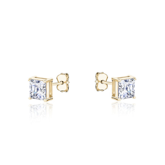 10k Yellow Gold Square CZ Stud