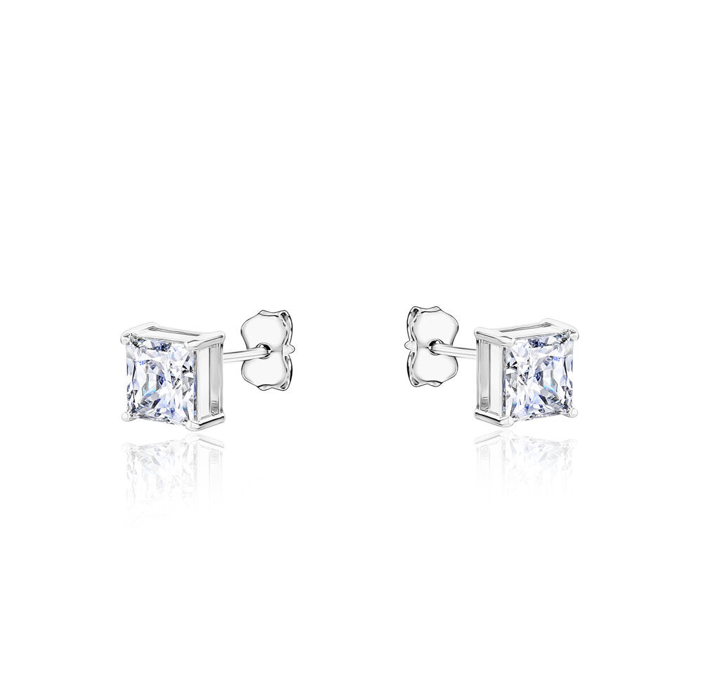 10k White Gold Square CZ Stud