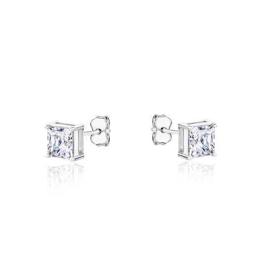 10k White Gold Square CZ Stud