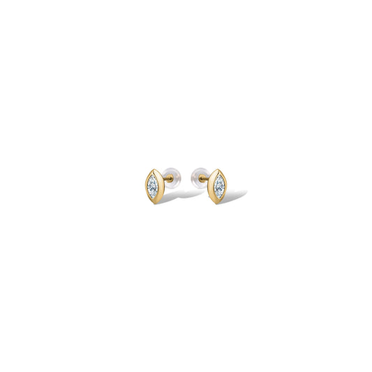 10KY MARQUISE CZ BEZEL STUDS