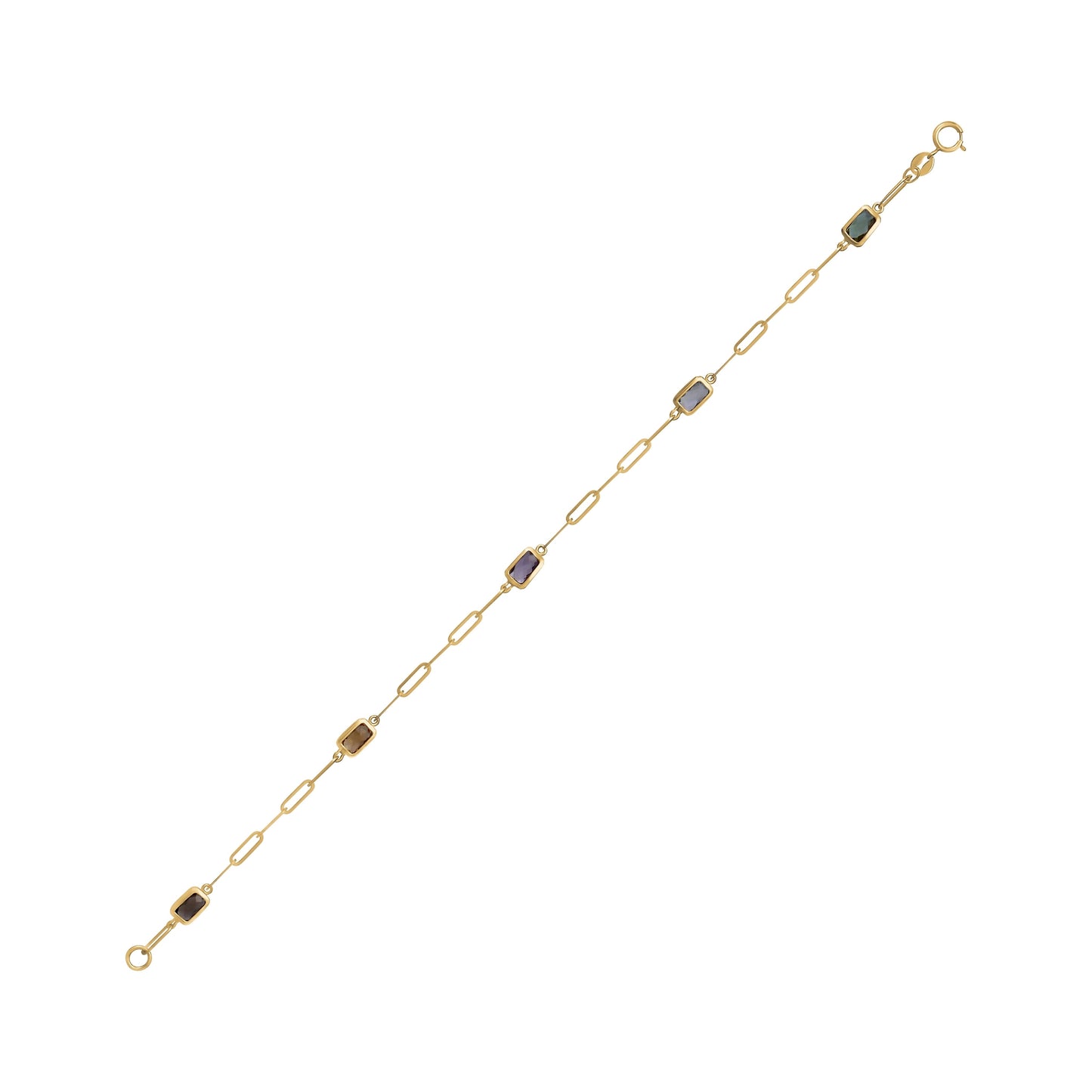 10KY BRACELET WITH MULTI COLOUR STONES
