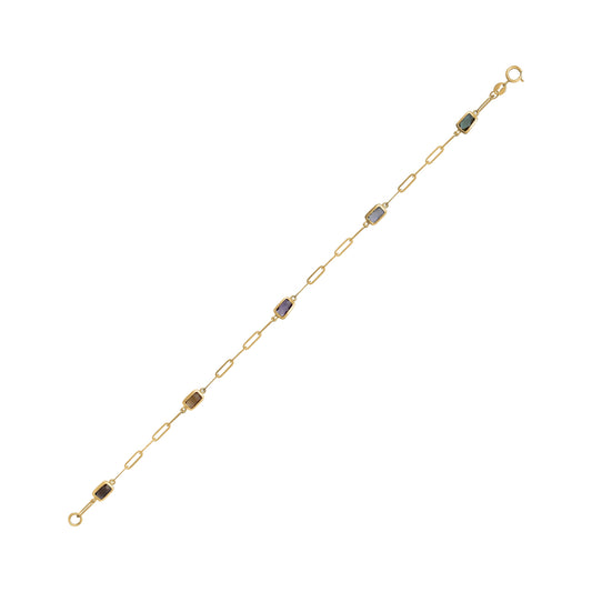 10KY BRACELET WITH MULTI COLOUR STONES