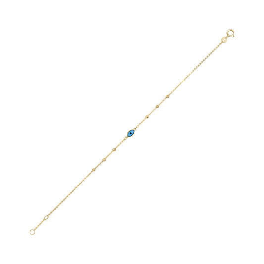 10KY NECKLACE AND BRACELET WITH EVIL EYE