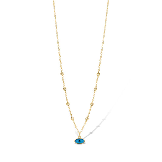 10KY NECKLACE AND BRACELET WITH EVIL EYE