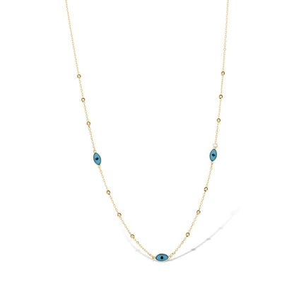 10Y NECKLACE AND BRACELET SET WITH MULTI EVIL EYES