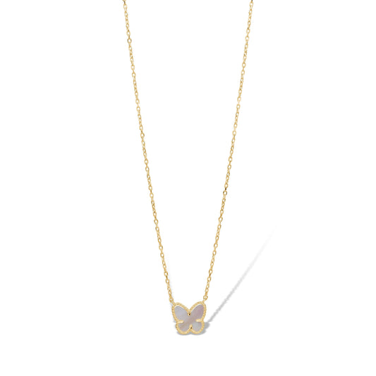 10KY NECKLACE WITH MOP BUTTERFLY