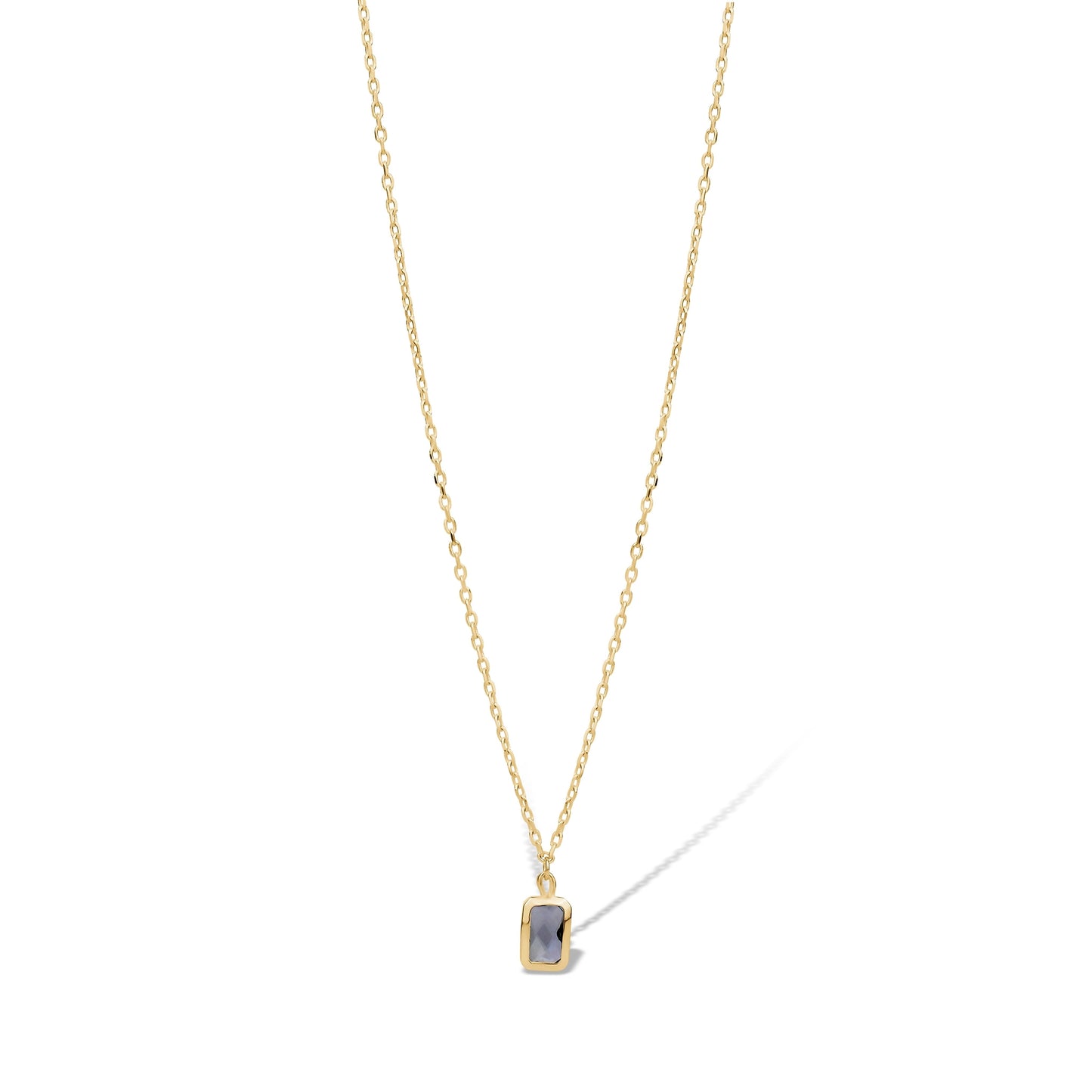 10KY NECKLACE WITH LIGHT BLUE PENDANT