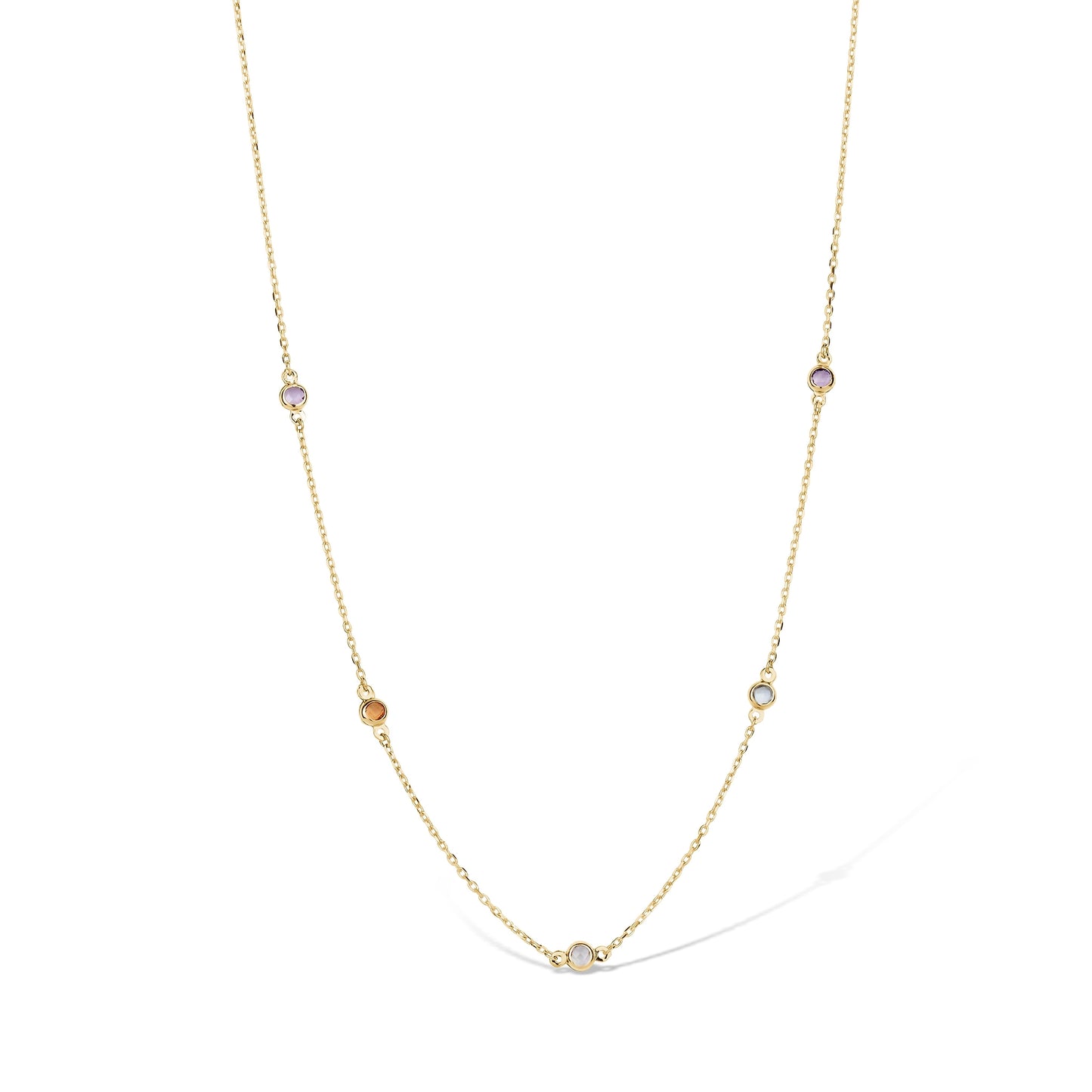 10KY NECKLACE WITH MULTI COLOUR STONES