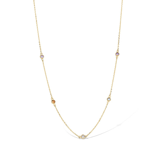 10KY NECKLACE WITH MULTI COLOUR STONES