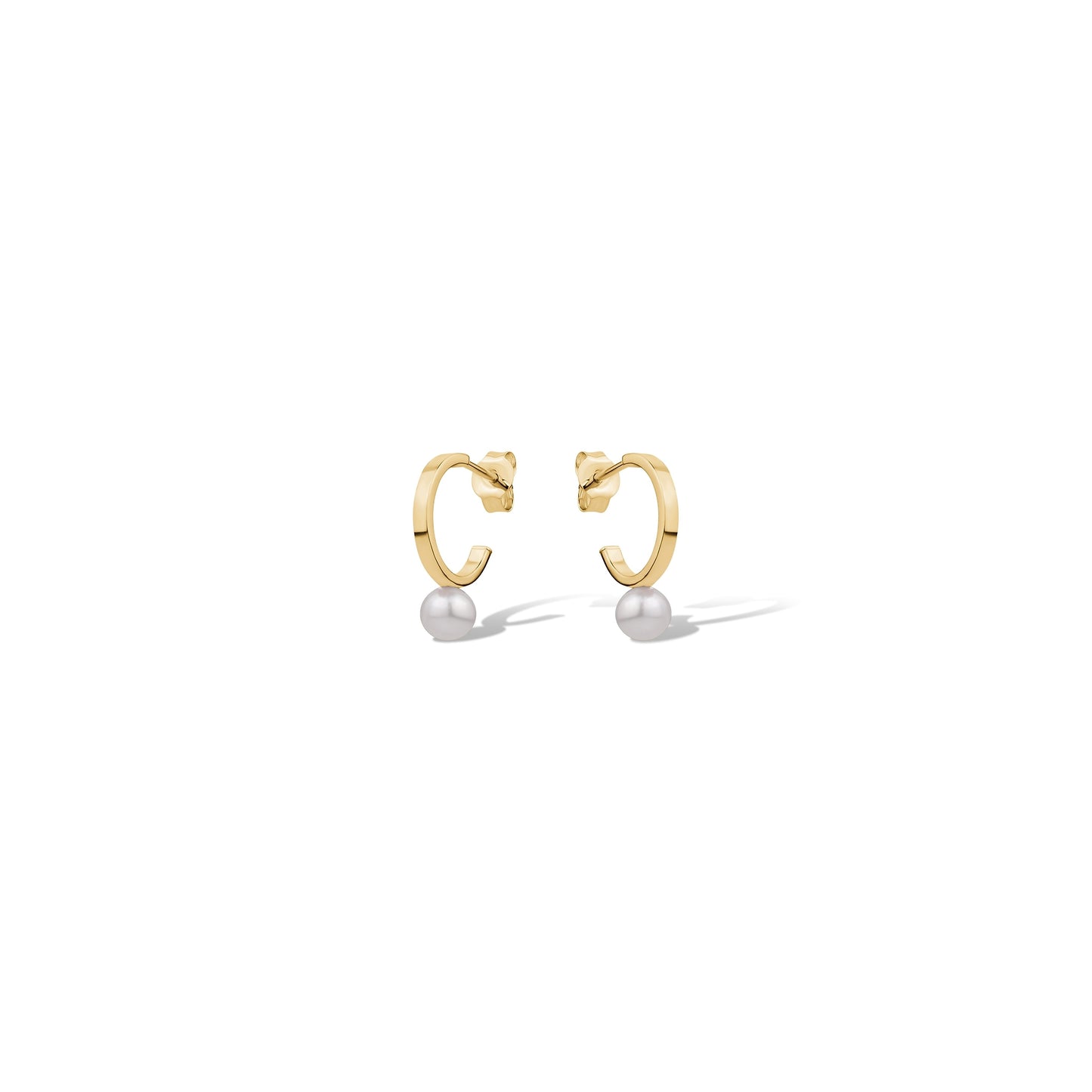 10KY HOOP STUDS WITH PEARL DROP