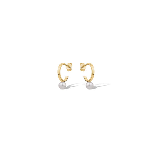 10KY HOOP STUDS WITH PEARL DROP