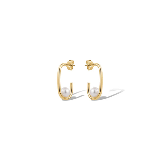 10KY HOOP STUDS WITH PEARL