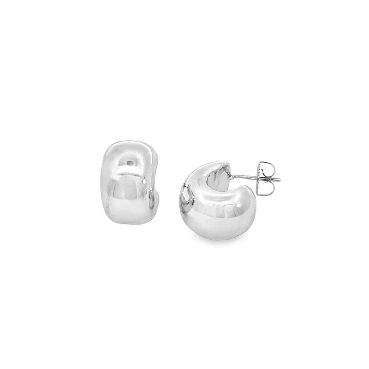 STERLING SILVER PUFF HOOP STUDS AGE15613