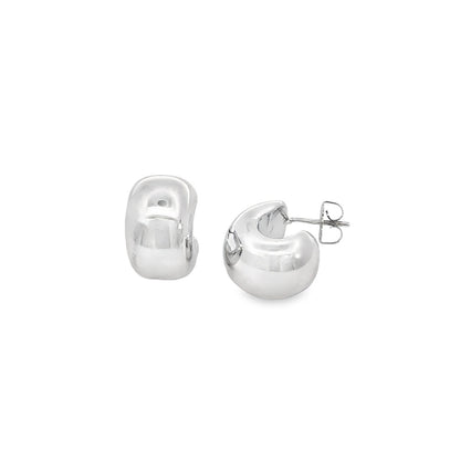 STERLING SILVER PUFF HOOP STUDS AGE15613