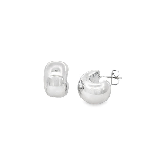 STERLING SILVER PUFF HOOP STUDS AGE15613