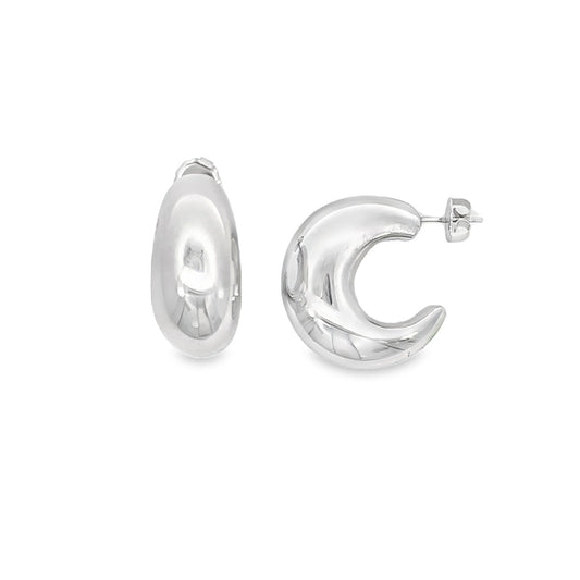 STERLING SILVER PUFF HOOP STUDS AGE15616