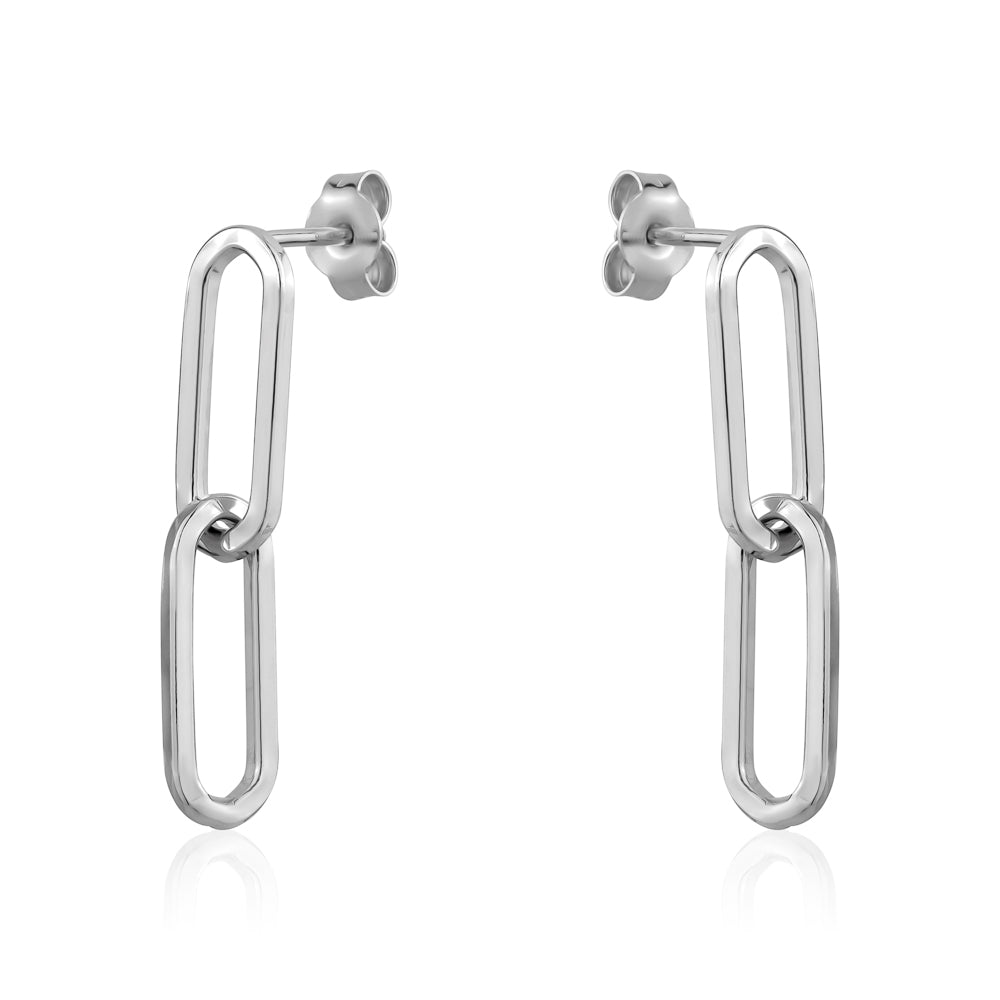 STERLING SILVER PAPERCLIP DROP STUDS AGER13184