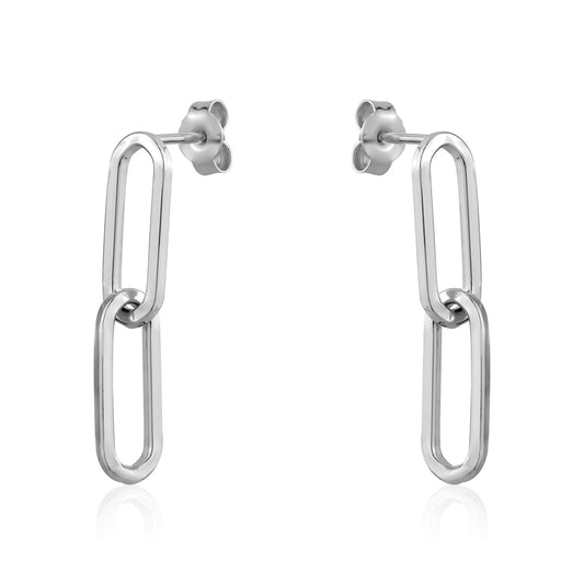 STERLING SILVER PAPERCLIP DROP STUDS AGER13184