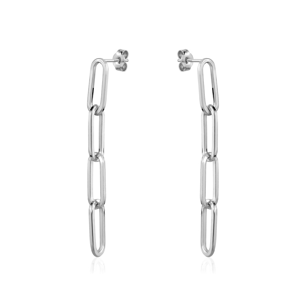 STERLING SILVER PAPERCLIP DROP STUDS AGER13185