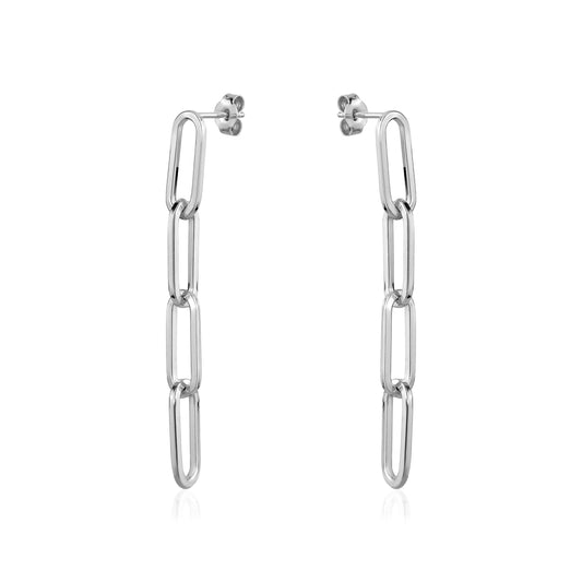 STERLING SILVER PAPERCLIP DROP STUDS AGER13185