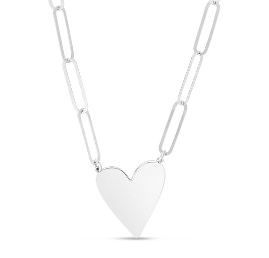 STERLING SILVER CHAIN WITH FLAT HEART