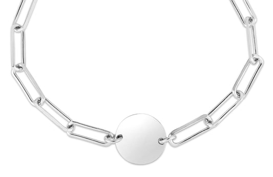 STERLING SILVER BRACELET WITH ROUND DISC