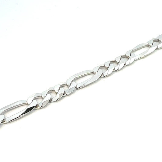 SILVER SOFT FIGARO CHAIN 7.7MM