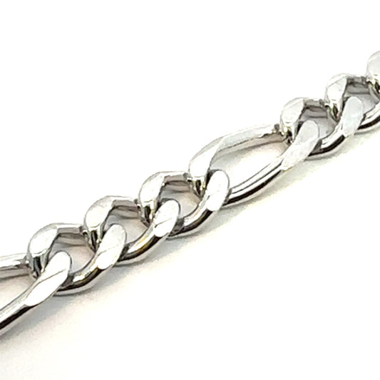STERLING SILVER FIGARO CHAIN 15MM