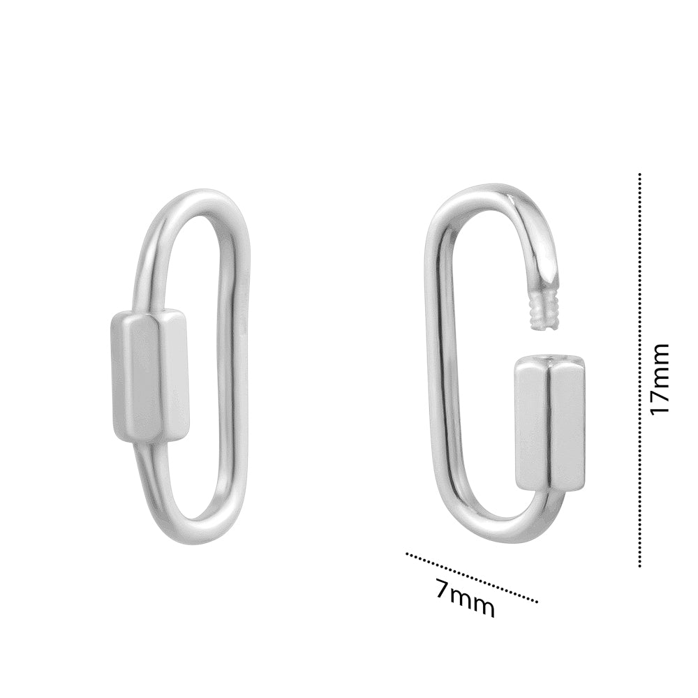 SILVER  RHODIUM CARABINER CLASP