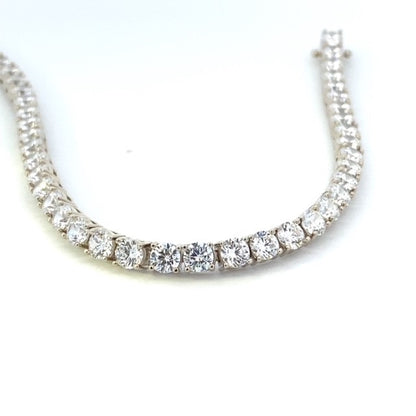 STERLING SILVER CZ RHODIUM TENNIS BRACELET AND NECKLACE 4MM