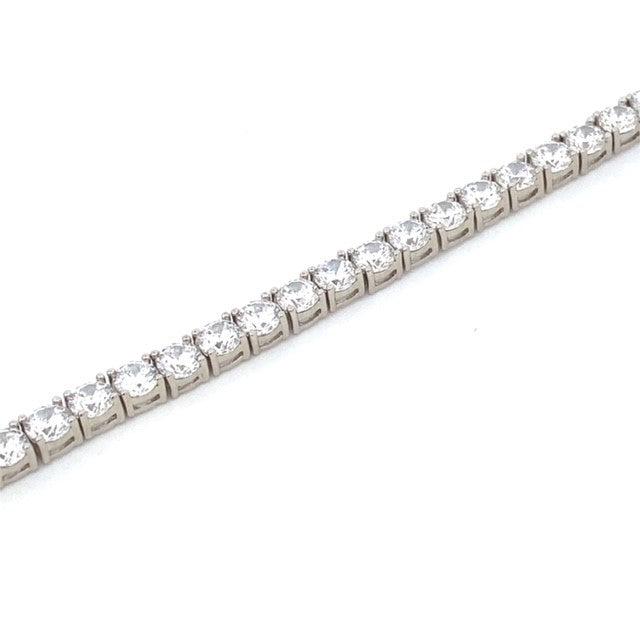STERLING SILVER CZ RHODIUM TENNIS BRACELET AND NECKLACE 4MM
