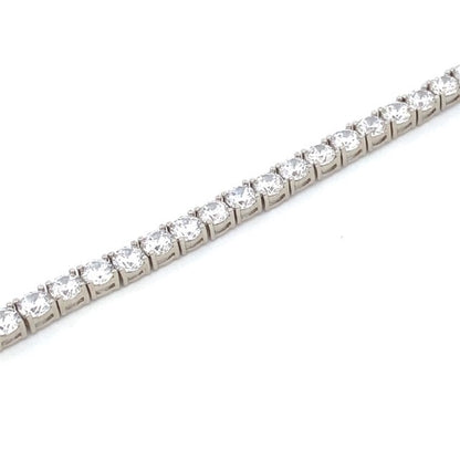STERLING SILVER CZ RHODIUM TENNIS BRACELET AND NECKLACE 4MM