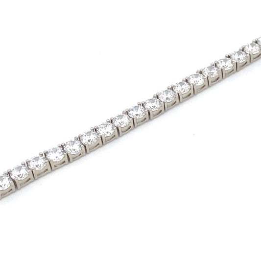STERLING SILVER CZ RHODIUM TENNIS BRACELET AND NECKLACE 4MM