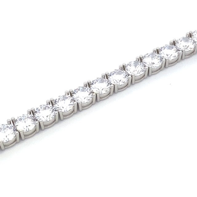 STERLING SILVER CZ RHODIUM TENNIS BR 6MM