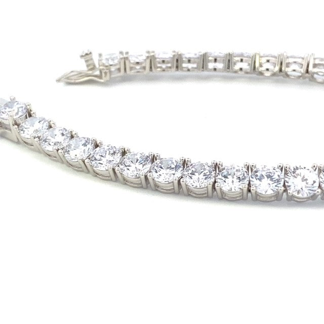 STERLING SILVER CZ RHODIUM TENNIS BR 6MM