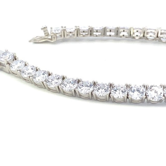 STERLING SILVER CZ RHODIUM TENNIS BR 6MM